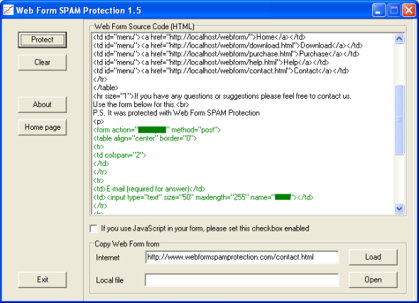 Screenshot für Web Form SPAM Protection